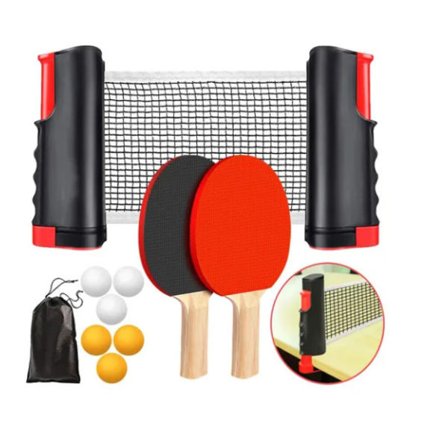 Bärbart Pingis Set | Bordtennis Set med Flexibelt Nät