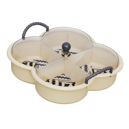 Snacksfat med 4 rom, uknuselig, til tørket frukt, kjeks, forretter