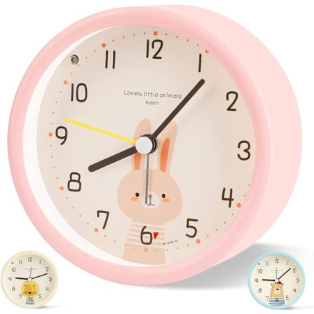 Vækkeur til børn, analog, lydløs, til bord, med batteri