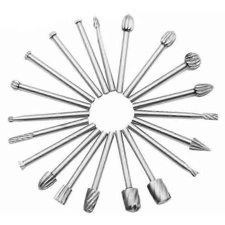 20 stk. HSS roterende skær, diamant roterende skær, træfræser med 3 mm skaft til, roterende værktøjstilbehør til gør-det-selv snedkeri, gravering - 