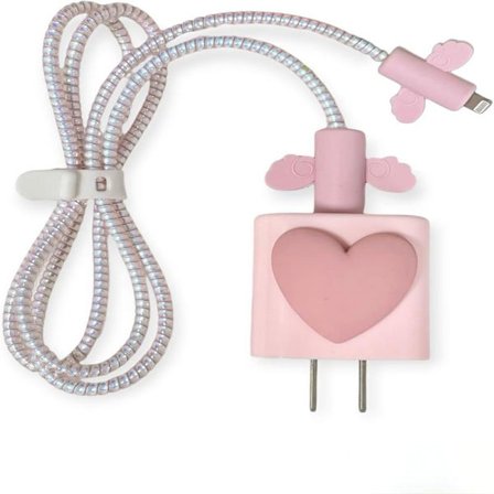 Kabelskydd för iPhone-laddare - Sött silikonskydd för 18W/20W iPhone-laddare (Rosa)