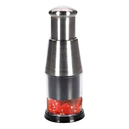 Manuel Håndpresset Hvidløg- og Løghakker - Grøntsags Food Processor - Terninger. (sølv)(1 stk)