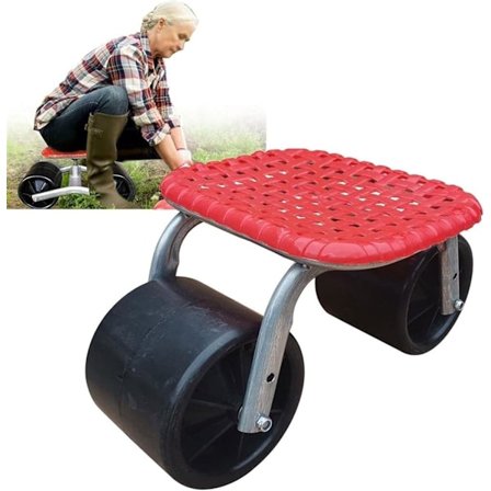 Haverstol med hjul, mobil havestol med aftageligt ryglæn med hjul, havestol