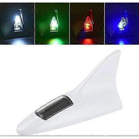 Bil Styling Solar Hai-finne Bil Hai-formet LED Takantenne Påminnelse Baklys For Hele Bilen (hvit)