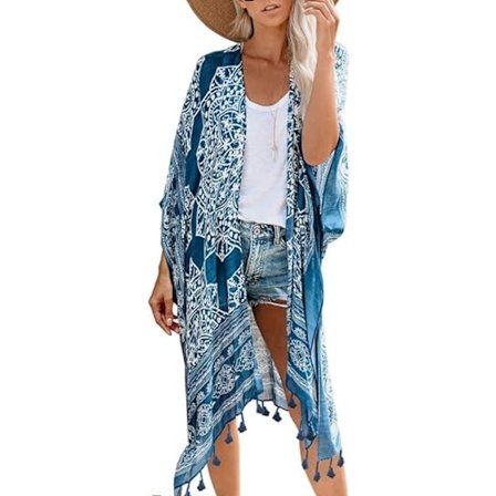 Sommer Strand Hawaii Ferie Lang Kimono Cardigan Badetøj Cover Up