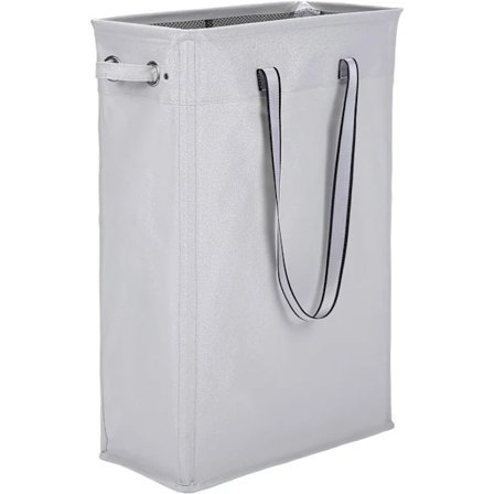 Vasketøjskurv, 60 cm Praktisk hængende vasketøjskurv Høj og smal vasketøjskurv Vandtæt vasketøjspose med åndbart netlåg, Grå-FA7-