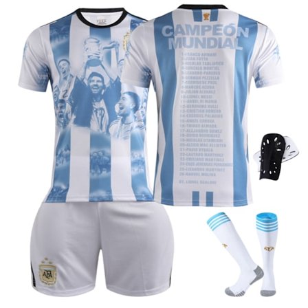 2023-2024 Argentina VM-mesterskab Commemorative Edition Fodbolddragt Sæt med Strømper og Knæbeskyttere - Uden nummer #16