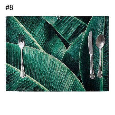 Grön växt linne bordsunderlägg matbord värmeisolering matta hem kök inredning(8)