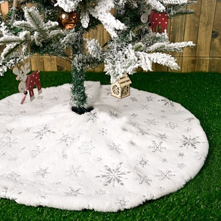 Julgranskjol Vit plyschkjol för god julfest