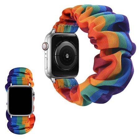 Apple Watch 42mm - 44mm elastic hairband style watch strap - Rainbow / Size: S