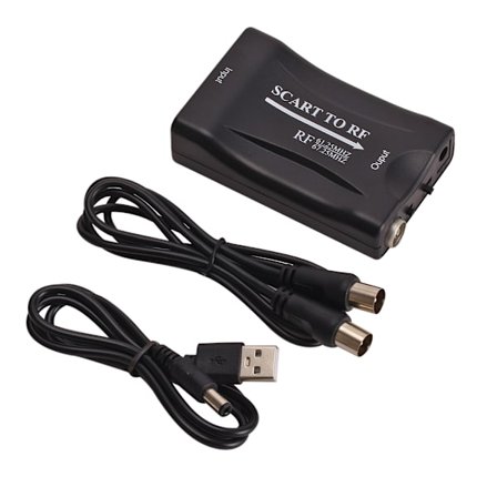 1st Scart till RF Video Audio Converter Portable Mini 67,25Mhz/61,25Mhz omvandlare