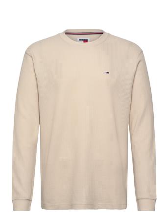 Tjm Reg Waffle L/S Tee Tommy Jeans Beige