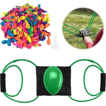 Vandballon Launcher, 1 Vandballon Katapult med 200 Vandballoner, Vandballon Spil til Børn og Voksne (Grøn) (FMY)