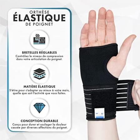 (L Svart) Elastisk handledsortos för ledvärk - Idealisk för stukningar Repetitiva belastningsskador Tendinit och sportskador - höger eller vänster 