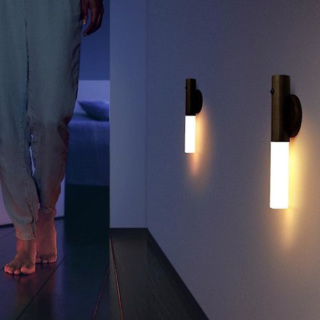 Led Sconce Vägglampa Nattlampa Sänglampa Varmvitt Ljus Rörelsedetektering Pir Ir Usb Laddning, Mörk Färg