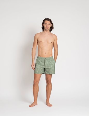The Resort Co. Classic Swim Shorts Green Waves - Green - XXL 39 cm
