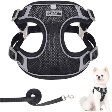 Hundsele och koppelset, justerbar hundvästsele som inte drar, reflekterande anti-drag husdjursvästsele för valpar och små hundar
