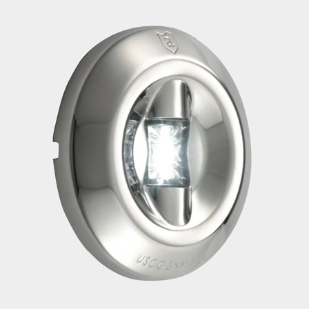 Hecklaterne für Heckmontage Attwood, 2.4 W, 12 V, 135°, Edelstahl, 13 x Ø76 mm, weiß, für Boote <20 Meter + Lichtquelle LED 2.4 W - Boot