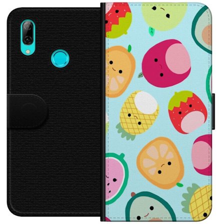 Yhteensopiva Lompakkokotelo Huawei P smart 2019 Kawaii-hedelmien kuvioita, kuten mansikkaa, sitruunaa, ananasta ja avokadoa vaaleansinisellä taustalla