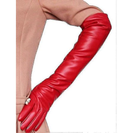 Lange Skinnhansker Dame Simuleringshansker Silkemykt Fôr Lange Over Albue Elegante Votter 50cm