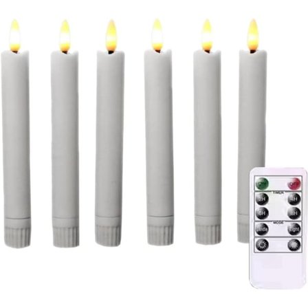 LED-kynttilät kaukosäätimellä, norsunluunväriset liekittömät, välkkyvät sähköiset 6 kpl LED-kynttilöitä, 16 cm paristokäyttöiset