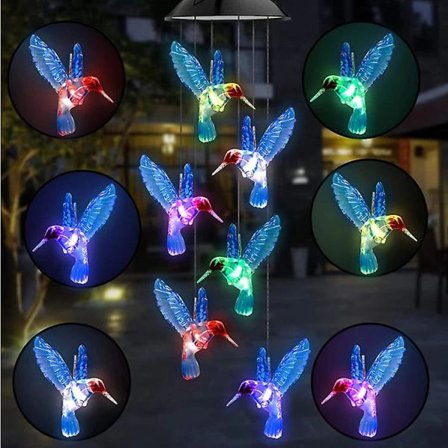 LED Solcelledrevet Vindspil Udendørs, Kolibri Farveskiftende Lyssæt, til Gave til Hustru, Gave til Mor, Fødselsdagsgave til Hustru, til Udendørs Have 
