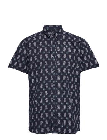 Slhregnew-Linen Shirt Ss Classic W Kortermet Skjorte Blå Selected Homme