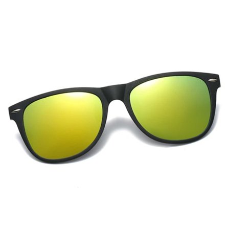 Polariserte Wayfarer Clip On Solbriller Flip Up Gold Mirror Linses