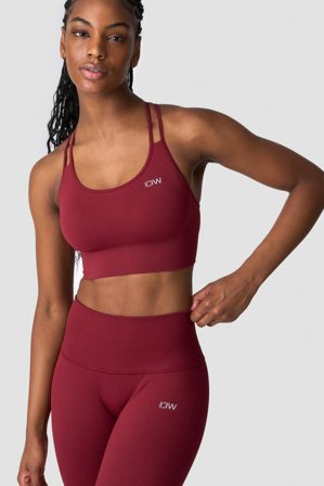 ICANIWILL - Ribbed Define Seamless Sports Bra Burgundy - Sports-BH - Damer - Træningstøj fra ICIW