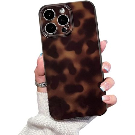 Söpö puhelinkotelo iPhone 16 Pro Max -puhelimelle Amber Leopard Täysi kamerasuoja Ohut iskunkestävä Esteettinen-Ruskea Amber