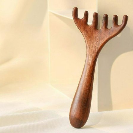 Hode Meridianer Massasjekam Kobber Sandeltre Meridianer Fintannet Kam Nåling Guasha Hodebunnsmassasjebørste Slapp av Kroppsmassasjeapparat