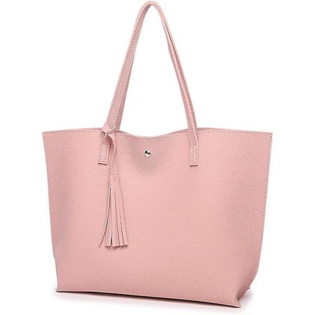 Naisten olkalaukku, pehmeää PU-nahkaa, suuri naisten olkalaukku (pinkki)