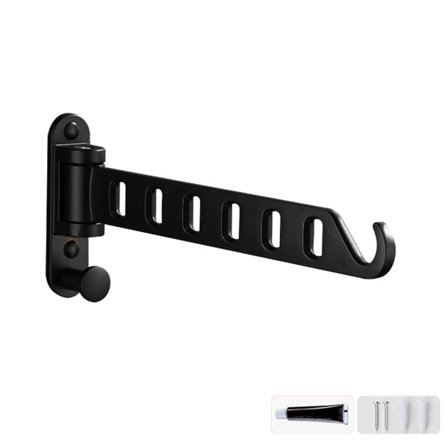 Veggmontert Tøystativ Tørketrommel Sammenleggbar Kleshengere Metall Oppbevaringsstativ for Hjem Sovesal Balkong Heavy Duty Henger Svart