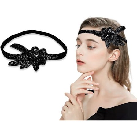 1920-luvun tyylinen sulkahuppu, vintage-paljettipanta, hiuskoriste