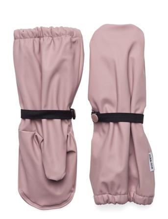 Mikk-line Pu Rain Mittens W. Fleece Recycled Rosa