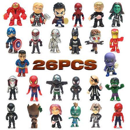 26 stk Mini Superhelter Figurer Ornamenter Leker Cupcake Topper Tilbehør Hjemmedekorasjon Gaver