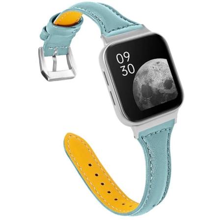 Oppo Watch (46mm) pikavapautuva naudannahkainen aidosta nahasta valmistettu kellon hihna - Haze Sininen Blue