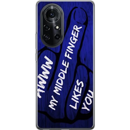 Kompatibelt Mobildeksel til Huawei nova 8 Pro Mørk typografisk illustrasjon med hjerteform og budskap om vennskap mot dyp blå tretekstur