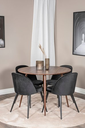 Venture Home - Matgrupp Pia inkl 4st matstolar Valleta - Brun - Matgrupp 4 personer - Från Homeroom