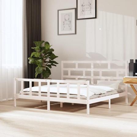 Vidaxl Sängram Vit Massiv Furu 180x200 Cm Vit