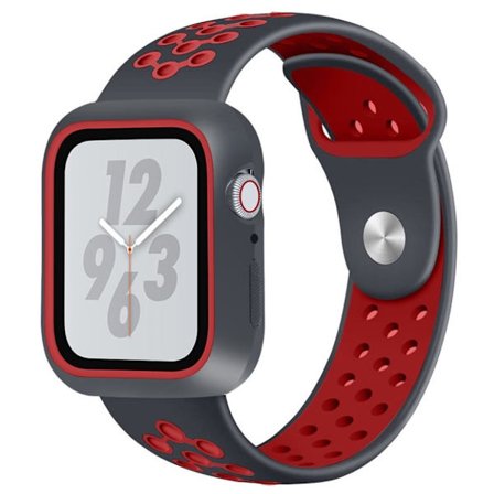 Apple Watch Series 4 44 mm tvåfärgat klockarmband i silikon - Svart / Röd