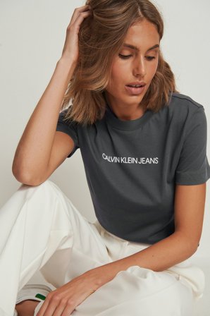 Calvin Klein Shrunken Institutional Tee - - Gris - XS