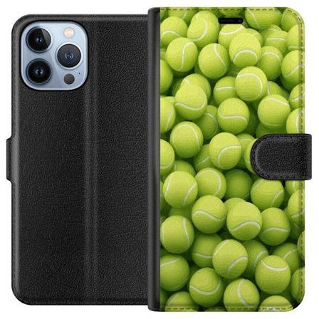 Kompatibel Tegnebogsetui til Apple Apple iPhone 13 Pro Max Mønster af grønne tennisbolde i høj detalje, sporty motiv med gentagende tekstur og stæ