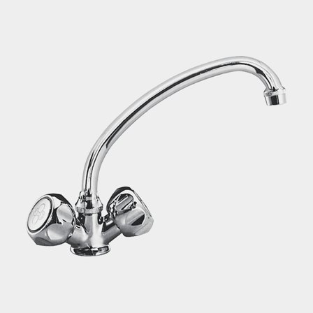 Bateria dwukranowa do łodzi, z obrotową wylewką, 3/8" G (BSP), chromowany mosiądz - Jachtowa