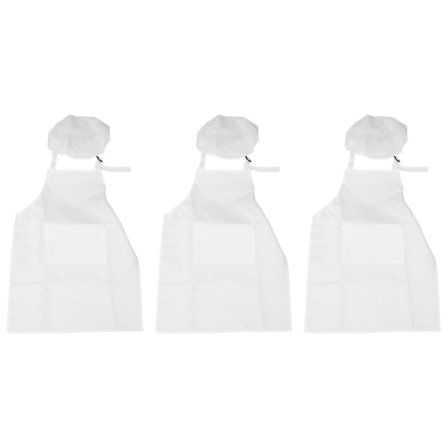 6 stk. Barneforkle og kokkehattsett - Justerbare forkle for barn til matlaging og maling