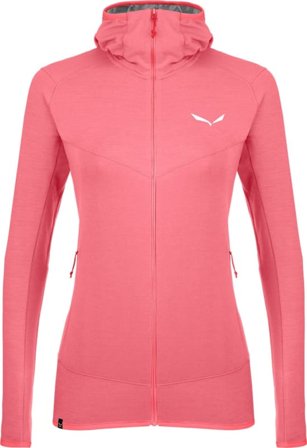 Salewa Women's Light Micro Polarlite Full Zip Hooded Jacket Women Mid layer tops Pink 38