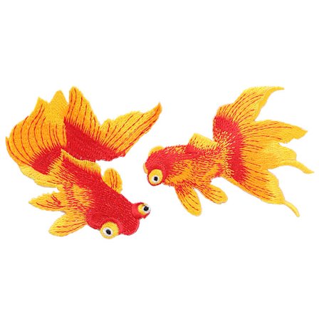 1 par guldfisk kläder broderad lapp DIY strykjärn sy klistermärke applikation (gul)