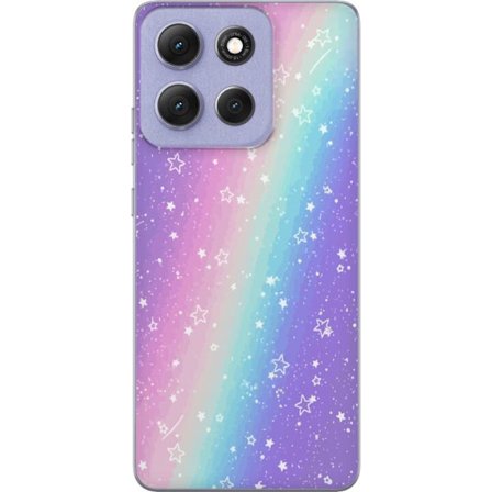 Kompatibel Mobilcover til Motorola Moto G86 Rainbow-farvet pastelbaggrund med hvide stjerner og glitrende prikker i blød overgang