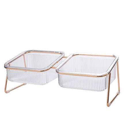 Transparent höghållare katt skål sned mun skyddar livmoderhalskotor för husdjur lätt att rengöra dubbel skål