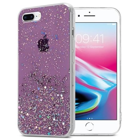 Skyddsfodral för Apple iPhone 7 PLUS / 7S PLUS / 8 PLUS i lila med glitter Fodral Skyddsskal Hölje Skyddssilikon TPU